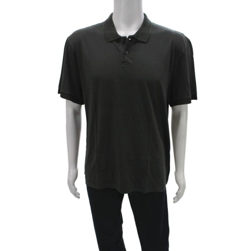 James Perse Mens Short Sleeve Collared Knit Polo Shirt Dark Gray Size 3